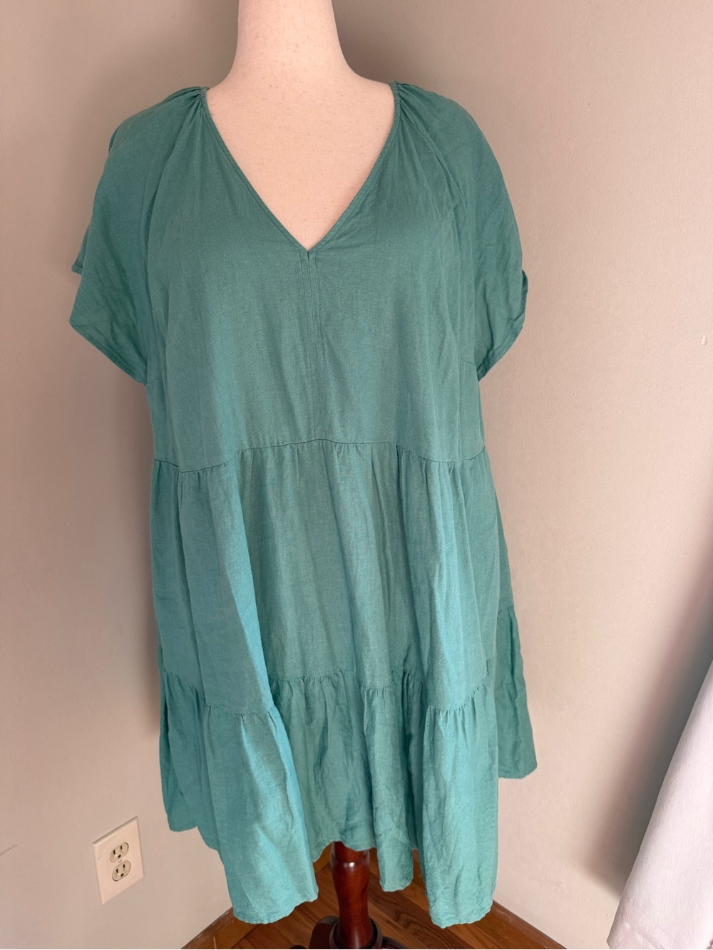 Universal Thread Teal V-Neck Tiered Mini Dress